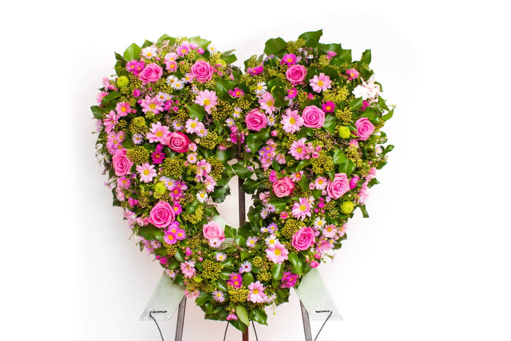funeral flowers in heart shape